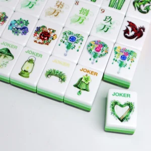 American Luxury Modern Mahjong Tiles Green Butterfly Design Premium Acrylic Hand-Shuffled Home Use Gift Set