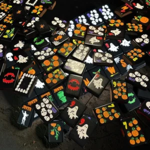 Halloween Acrylic Mahjong Tiles: American-Style Mahjong Set for Home Use and Gifting (Hand-Shuffled Tiles)