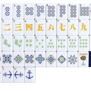 American Mahjong Tiles Dark Blue Acrylicr Mahjong Four Layer Navy Style Acrylic Mahjong Set for Home