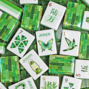 American Luxury Modern Mahjong Tiles Green Butterfly Design Premium Acrylic Hand-Shuffled Home Use Gift Set