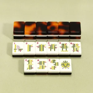 Tortoiseshell American Mahjong Tiles Acrylic Outdoor Leisure Entertainment, Double Layer American Mahjong Set
