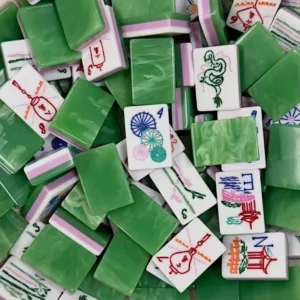 American Mahjong Tiles Portable Green Abalone-inlaid Three-layer Acrylic Foreign-style Outdoor Hand-shuffled